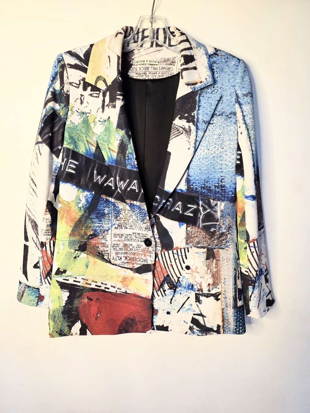 Alice + Olivia Abstract Multicolor Single-Button Blazer
